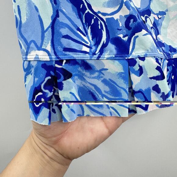 Lilly Pulitzer Luxletic Skort Sz L Blue Floral Print Catch and Keep UPF50+ Nylon - Picture 3 of 11